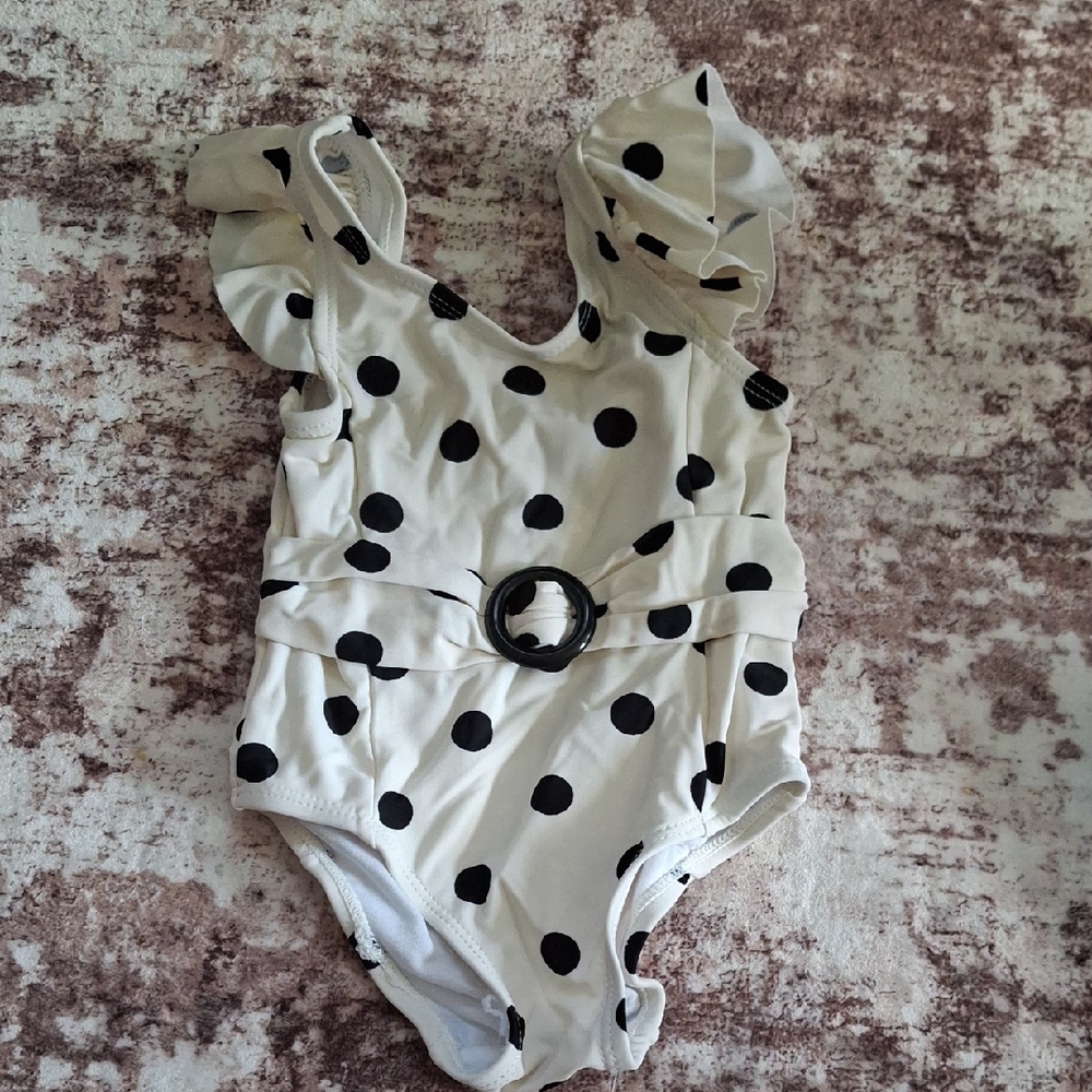 Jessica Simpson Cream and Black Polka Dot Bodysuit